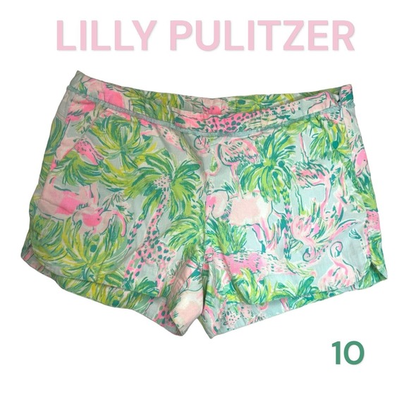 Lilly Pulitzer Pants - LILLY PULITZER WOMENS SHORTS 10 BEACH FLAMINGO PREPPY DESIGNER ADIE 29664 PINK